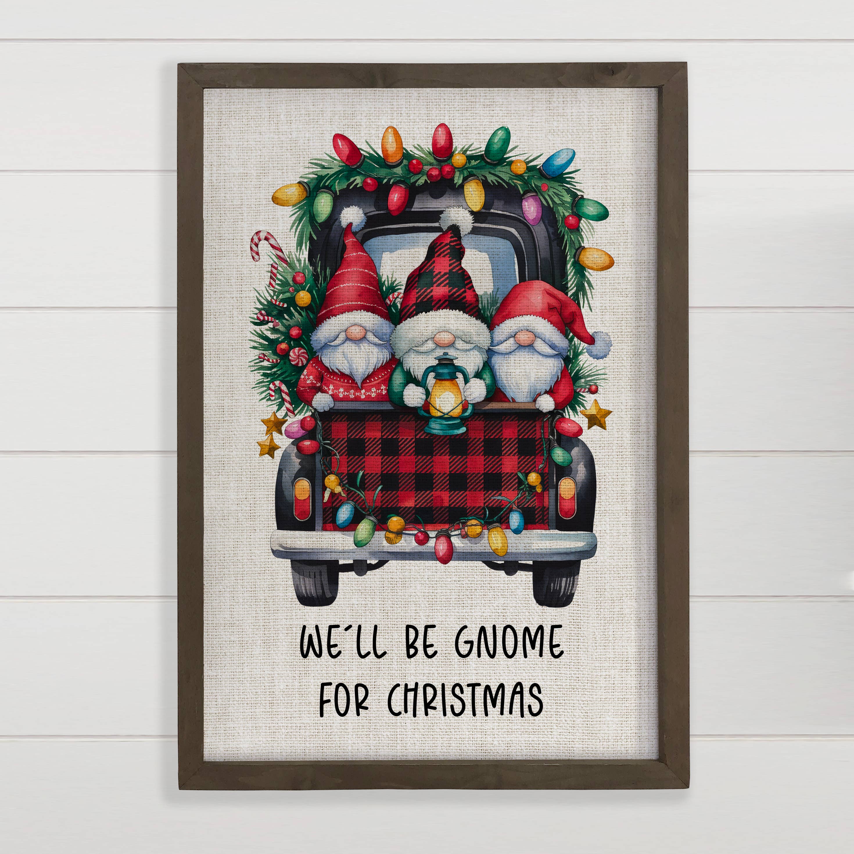 We'll Be Gnome for Christmas - Christmas Canvas Art - Framed