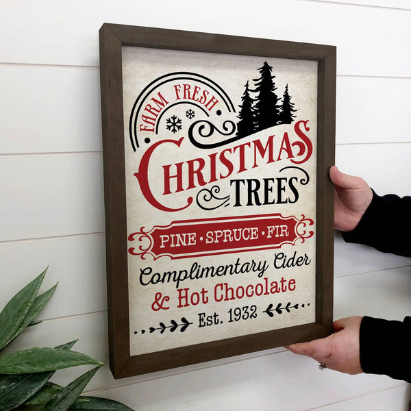 Christmas Tree Vintage Sign - Framed Holiday Word Sign Art