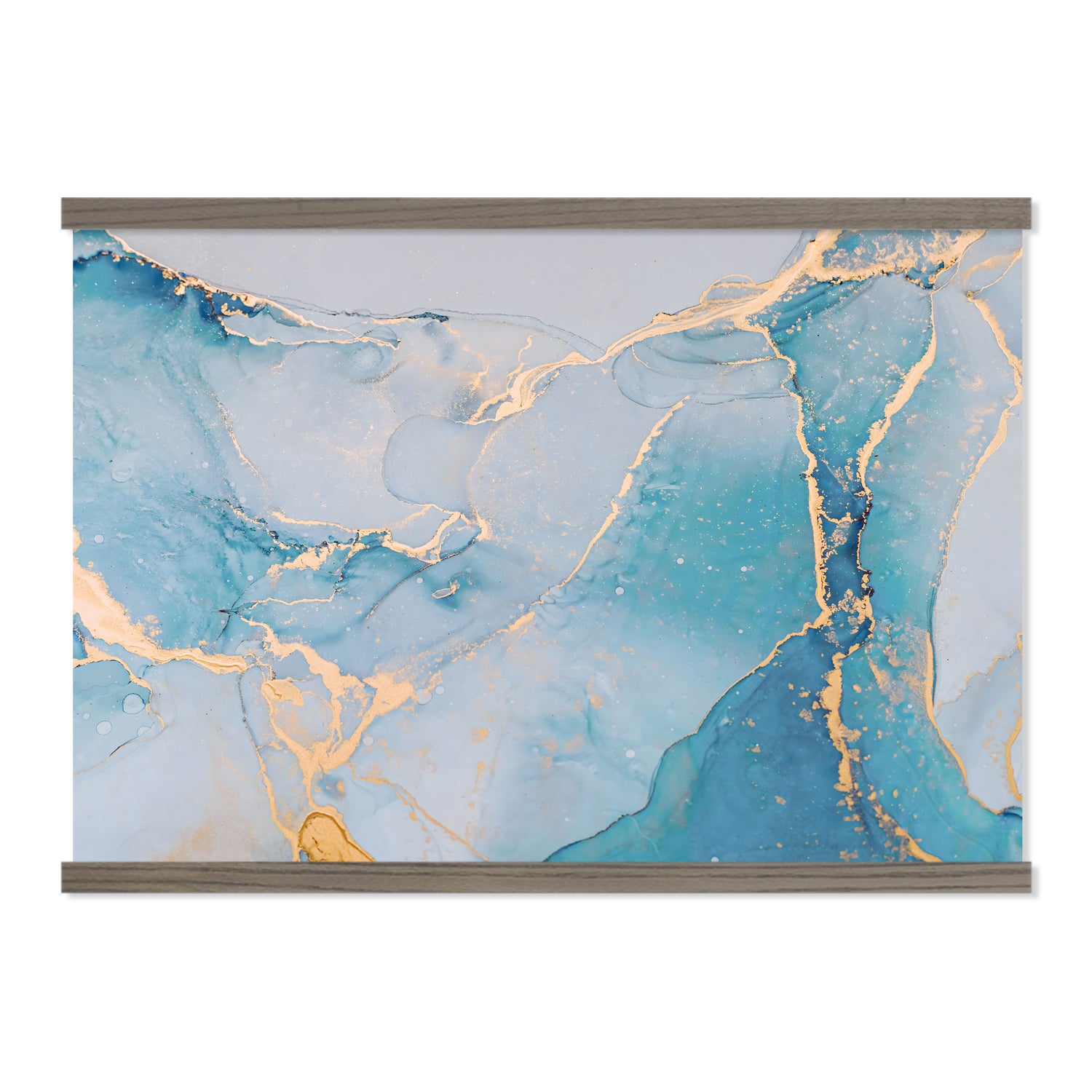 Modern Blue Marble Painting Canvas Print - Extra Large Framed Wall Hanging