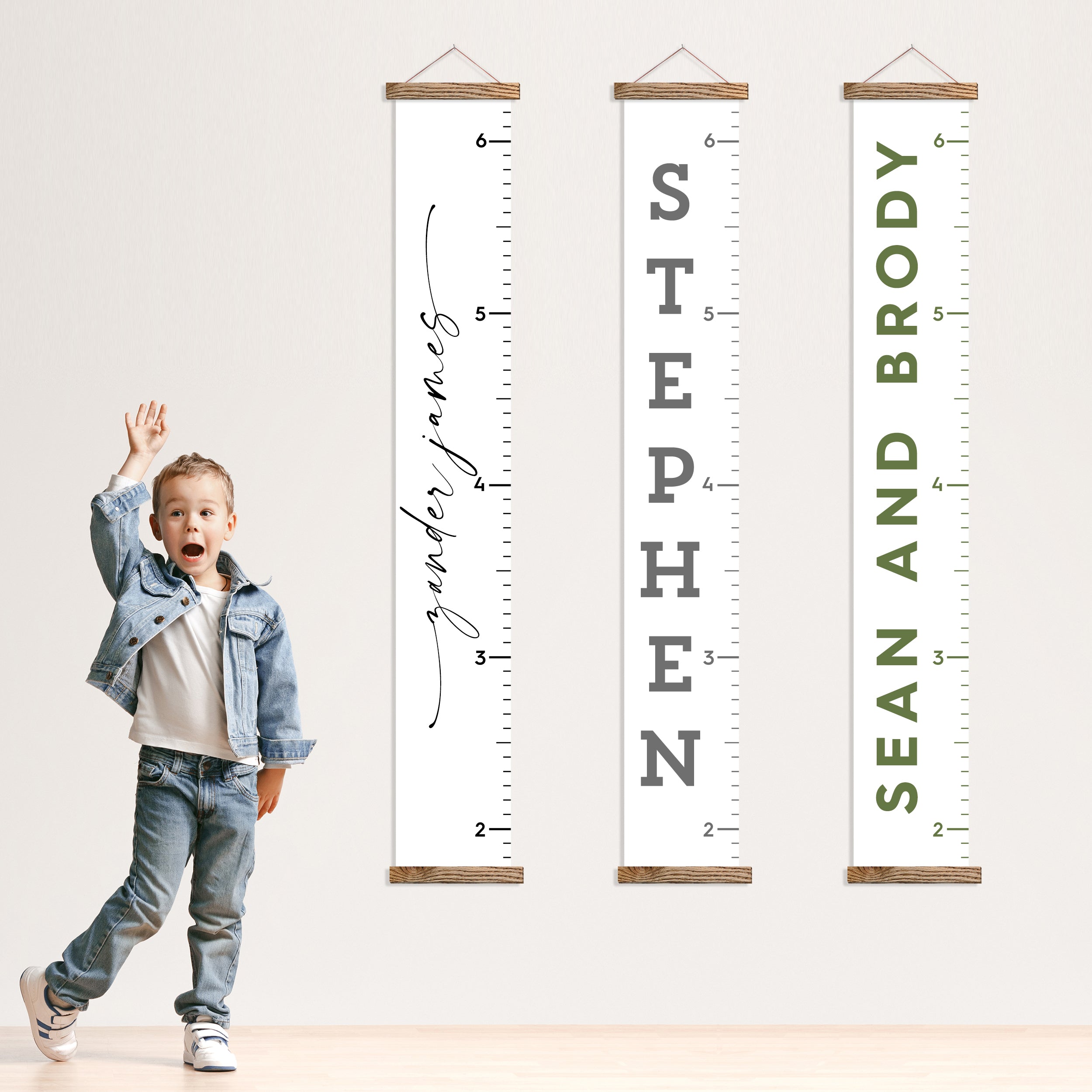 Personalized Growth Chart Made of Canvas & Wood