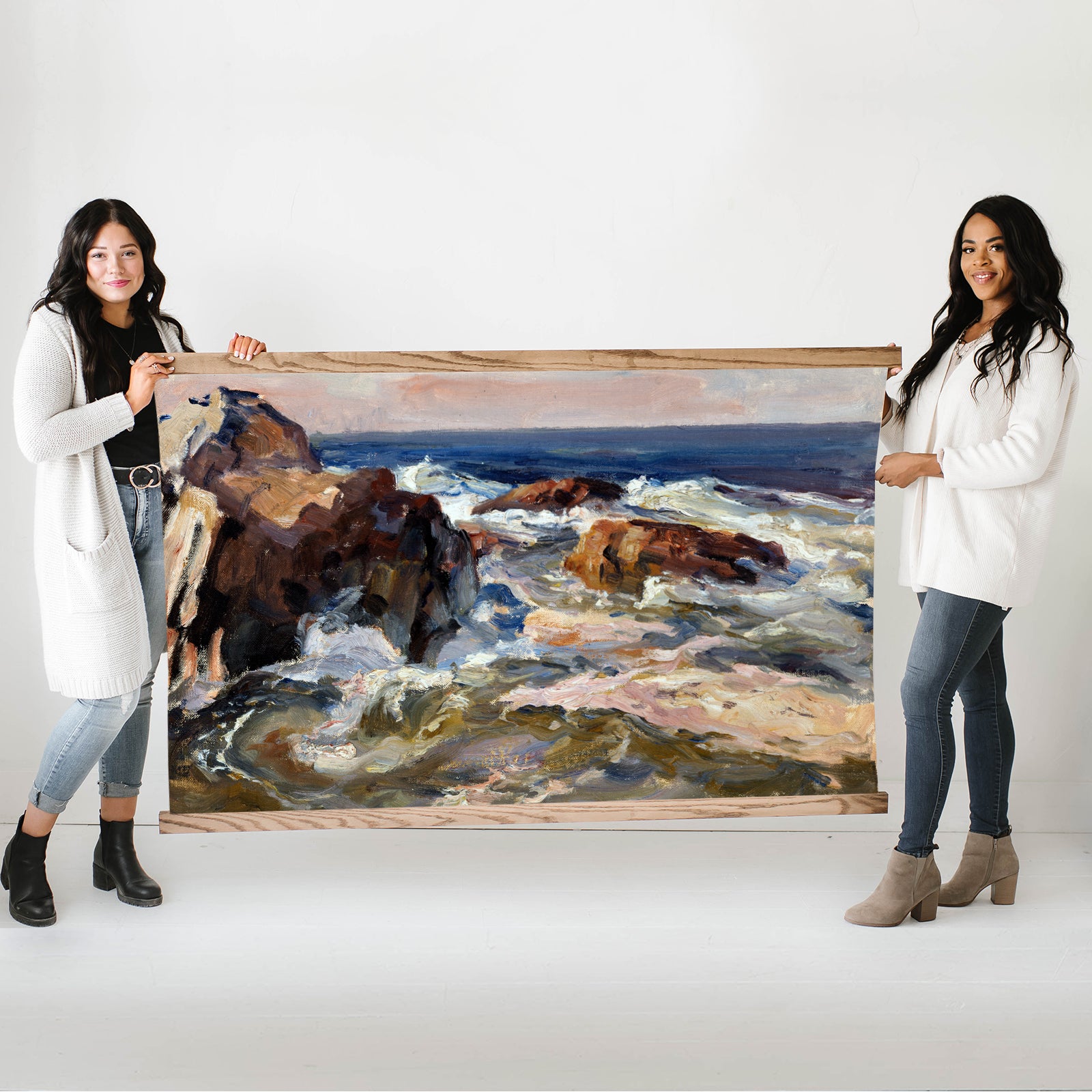 Large Painting Pirate Cove Waves Canvas Wall Hanging