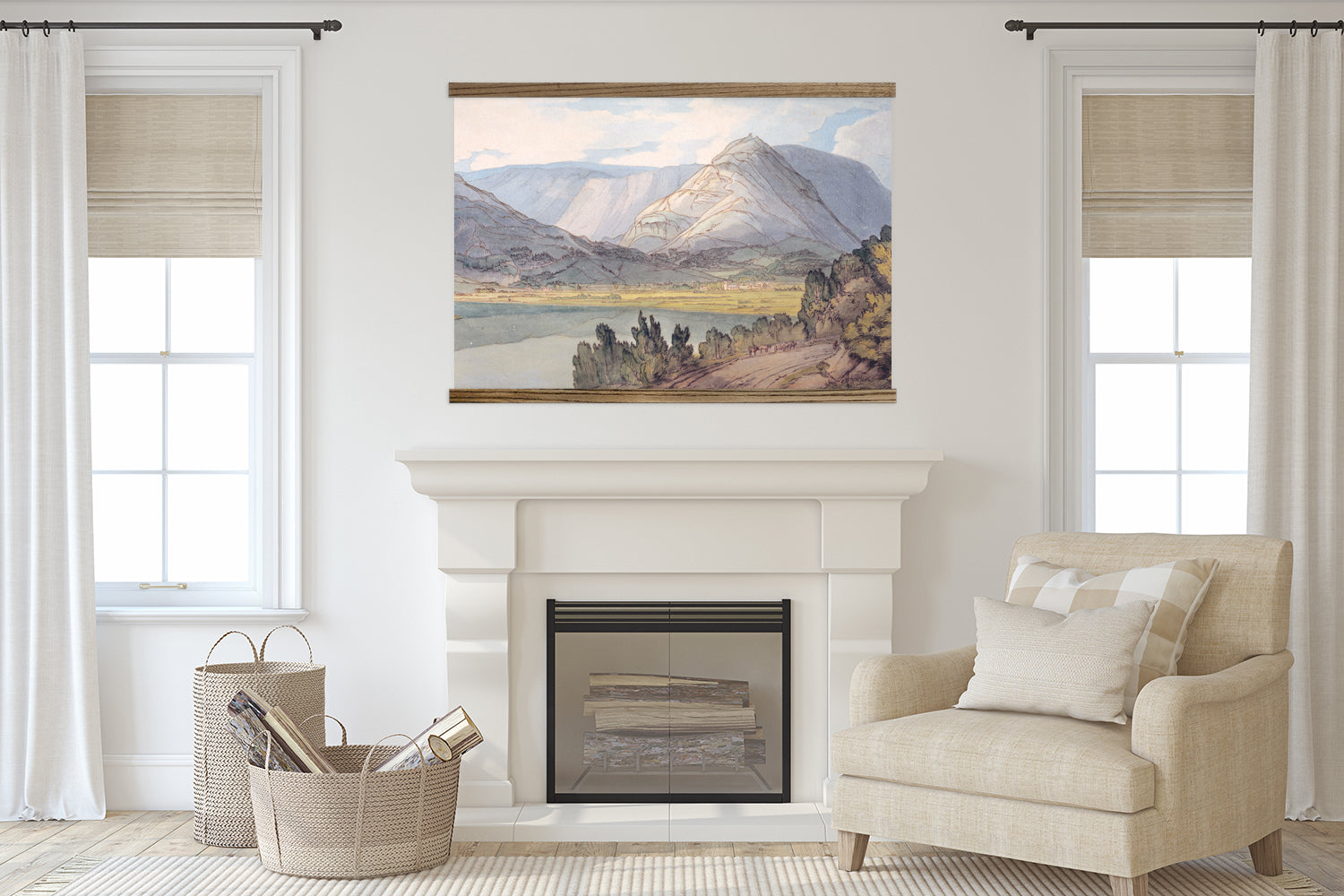 Mountain Drawing Large Canvas Wall Art