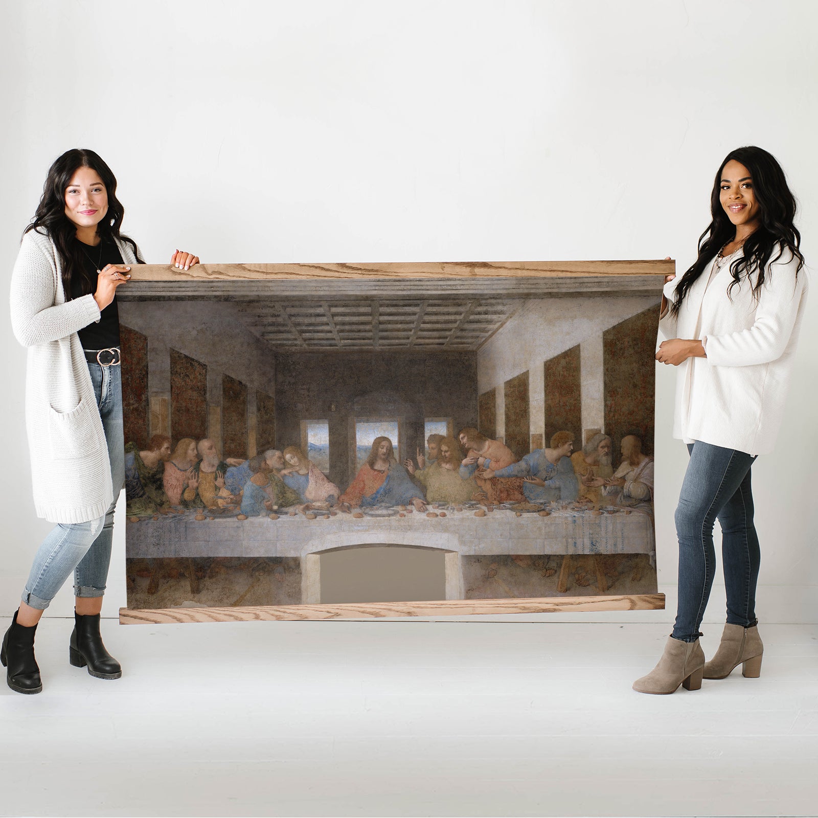 The Last Supper by Leonardo Da Vinci Framed Canvas Tapestry