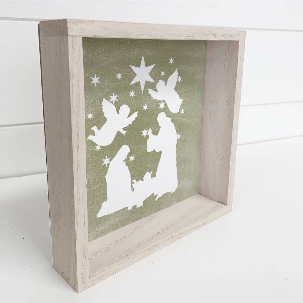 Nativity Green Canvas Wall Art Small Christmas Small Decor