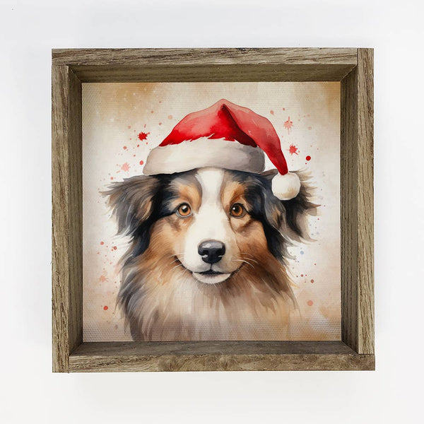 Border Collie Santa Hat - Cute Holiday Animal Canvas Art