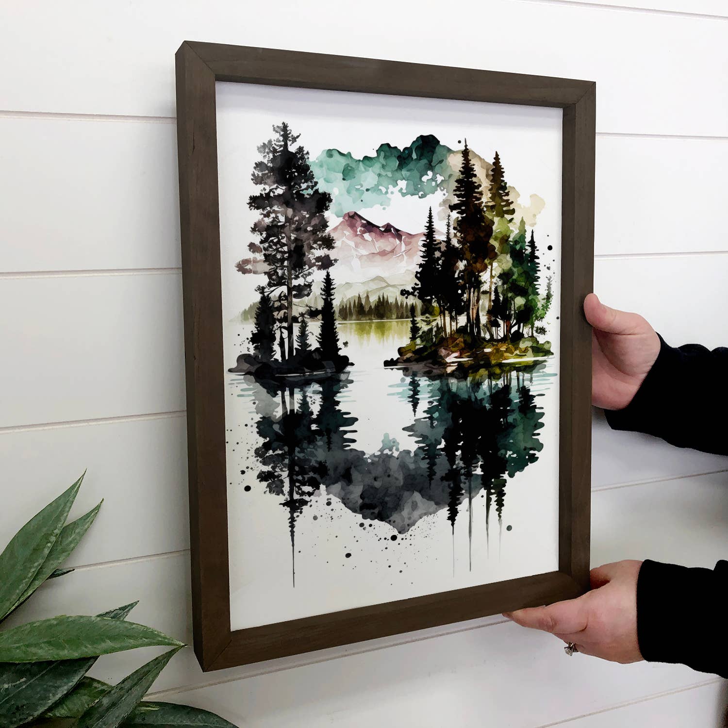 Lake Tahoe Black Ink Painting - Lake Canvas Art - Wood Frame