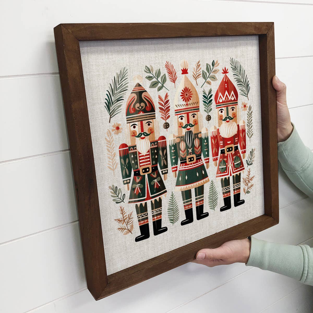 Scandinavian Nutcrackers - Cute Holiday Canvas Art - Framed