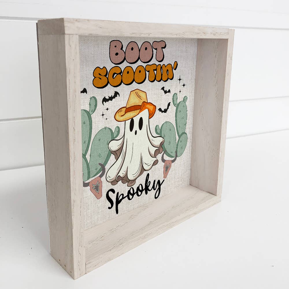 Boot Scootin Spooky - Cute Halloween Sign - Framed Word Sign