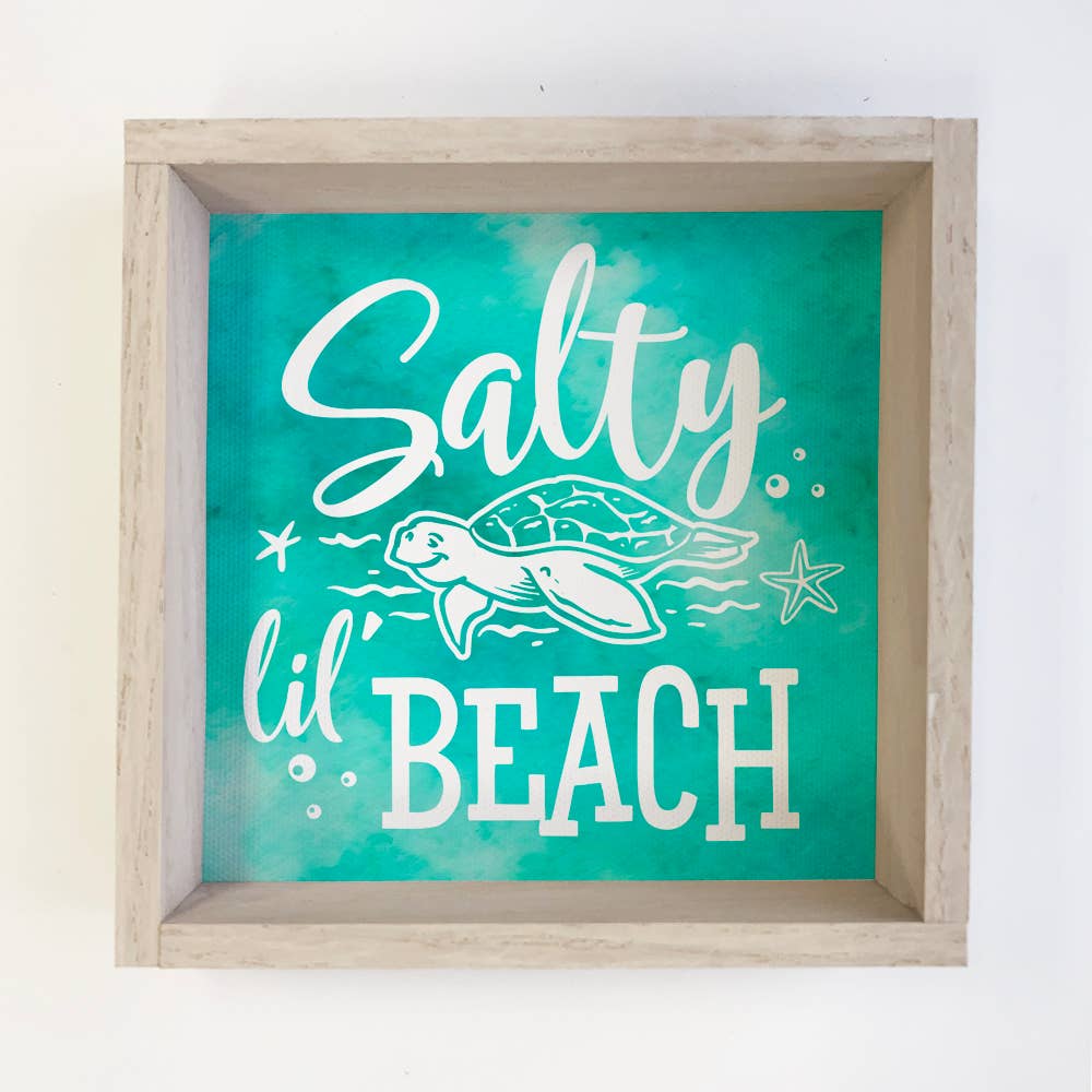 Salty Lil Beach - Beach Canvas Word Art - Wood Framed Decor