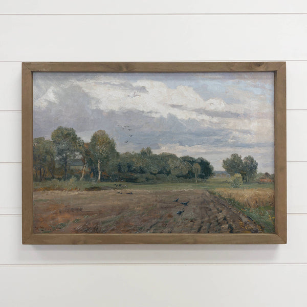 Plowed Field - Open Field Landscape Canvas Art - Wood Framed