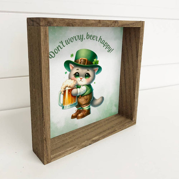 Don't Worry Beer Happy Canvas Art - St. Patrick's Day Art