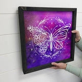 Cosmic Butterfly Purple Canvas Wall Art Ebony Wood Frame