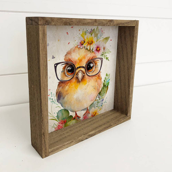Chick Glasses - Cute Chick Painting - Baby Farm Animal Art