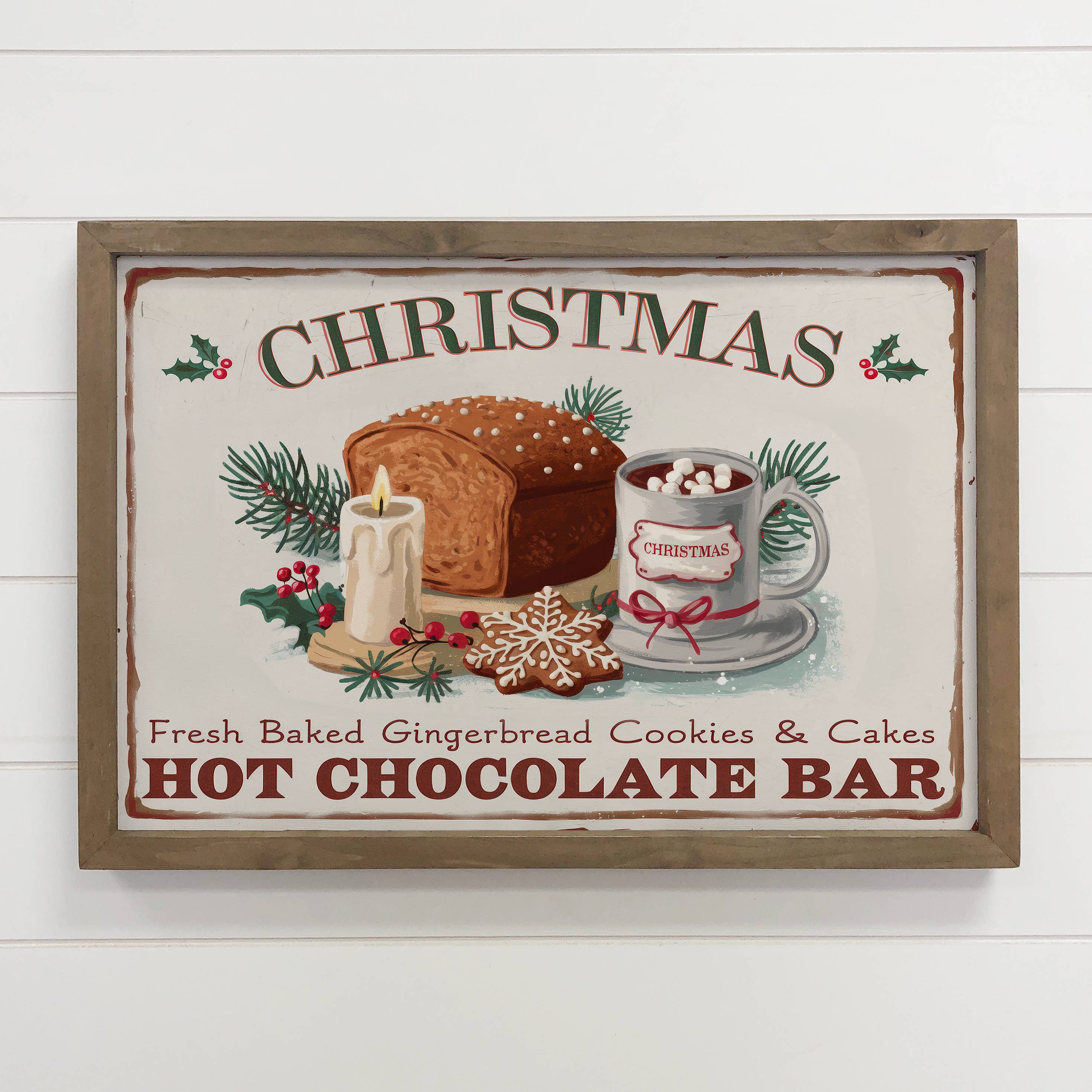 Christmas Hot Chocolate Bar - Christmas Canvas Sign - Framed