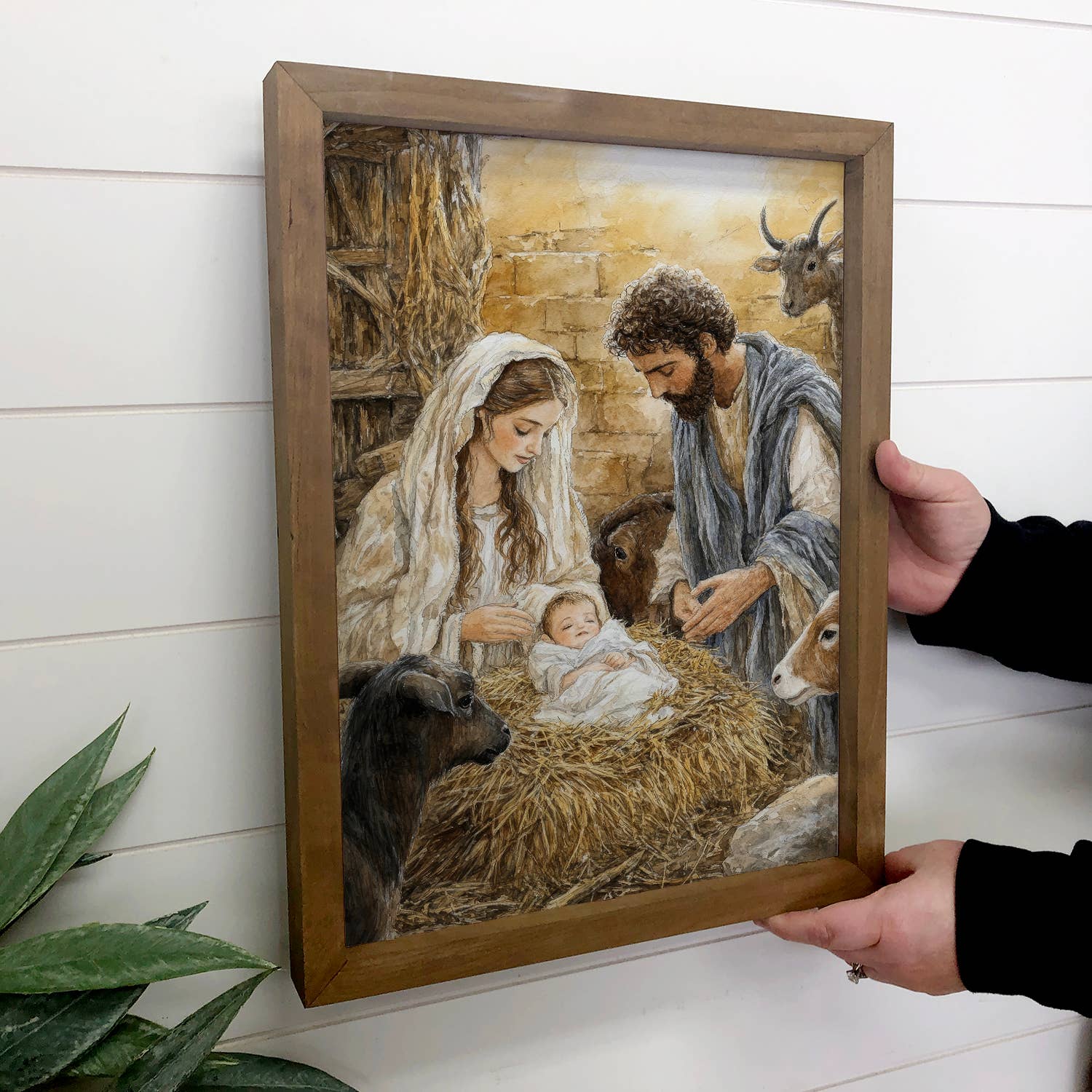 Mary Joseph Jesus Nativity Painting - Christmas Canvas Art