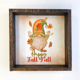 Happy Fall Y'all Gnome Small Canvas Sign Walnut Frame