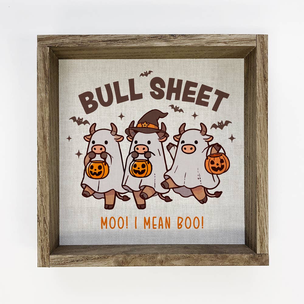 Funny Halloween Bull Sheet - Halloween Canvas Art - Framed