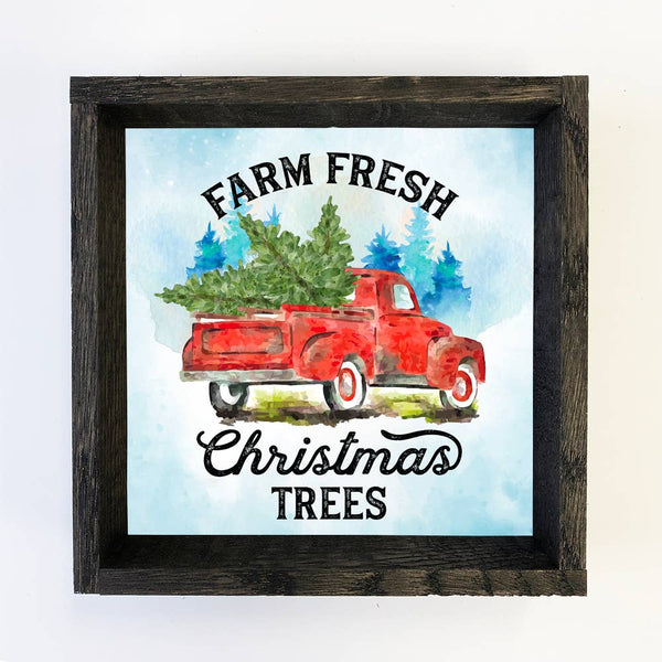 Farm Fresh Christmas Trees Truck - Framed Holiday Sign