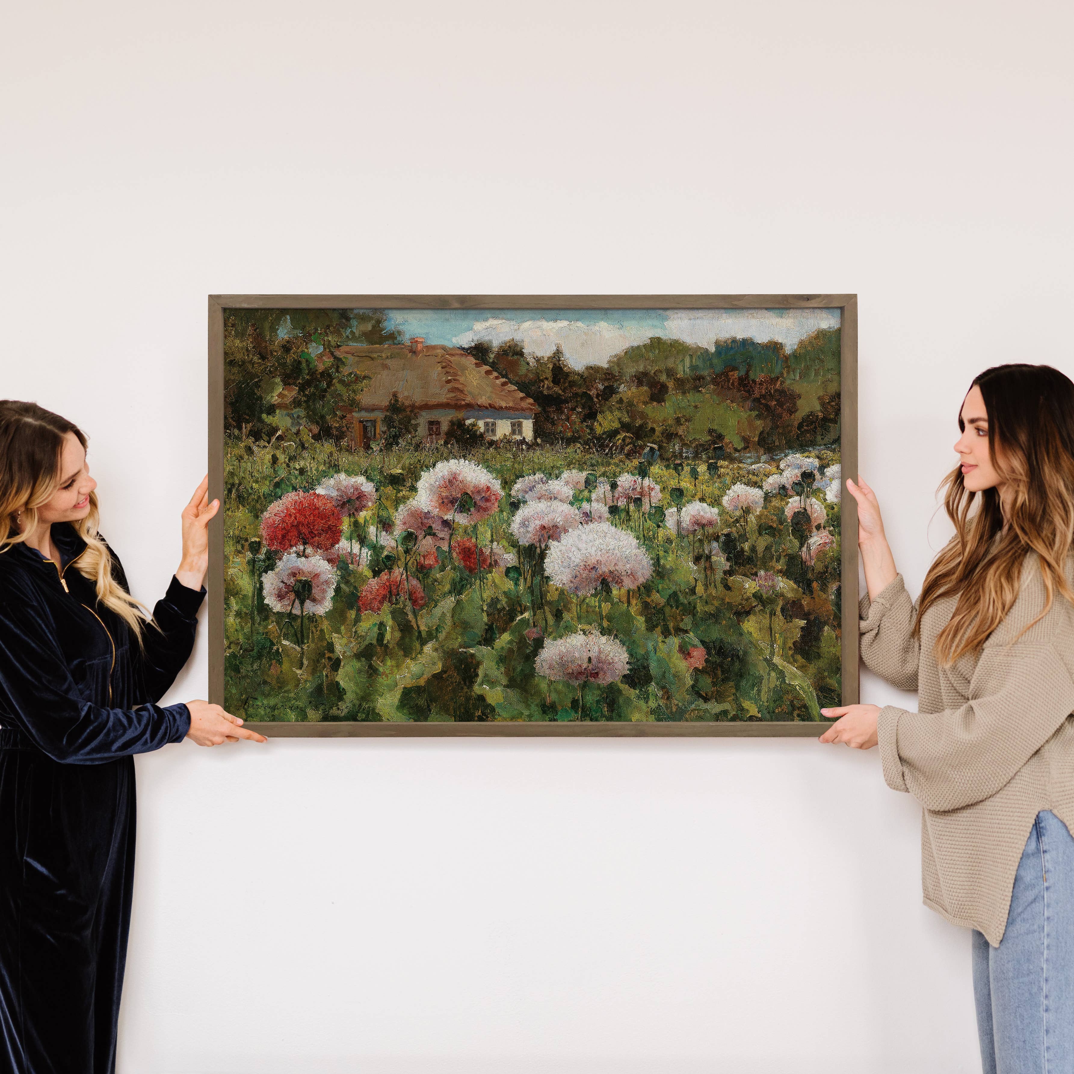 Poppies at the Cottage - Flower Canvas Art - Wood Framed Art