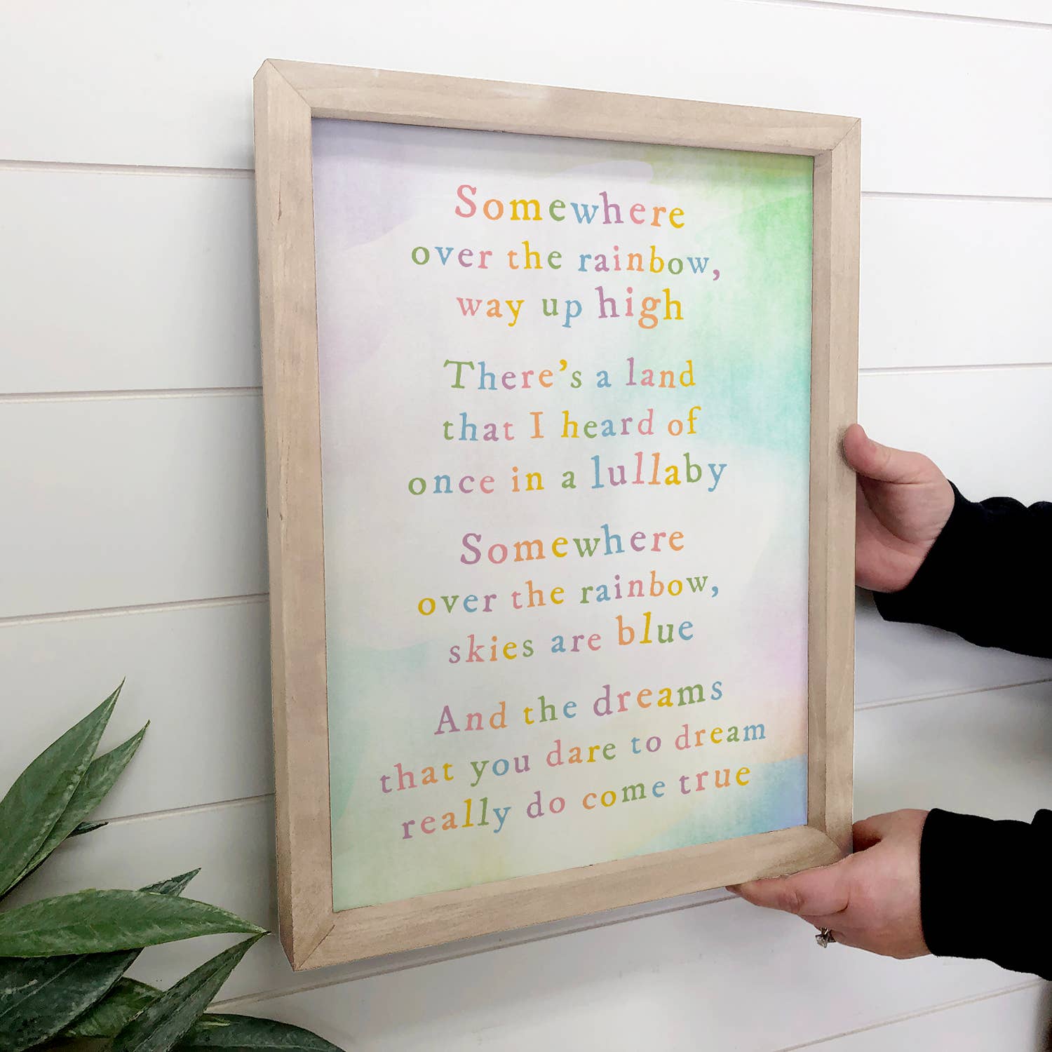 Somewhere Over the Rainbow - Song Quote Canvas Art - Framed