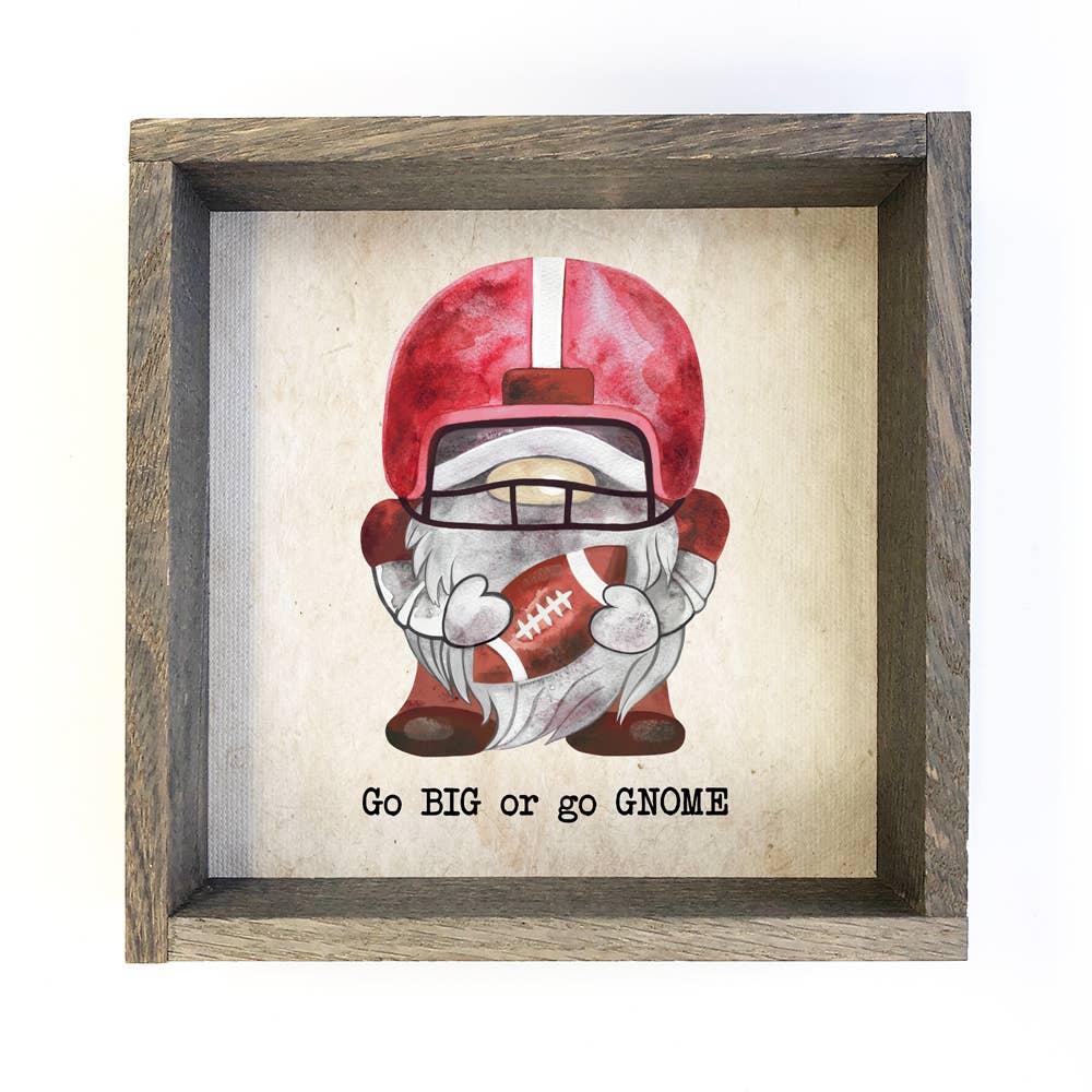 Red Football Gnome Go Big or Go "Gnome" Small Canvas Sign