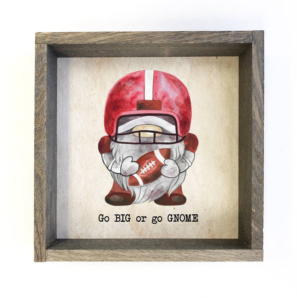 Red Football Gnome Go Big or Go "Gnome" Small Canvas Sign