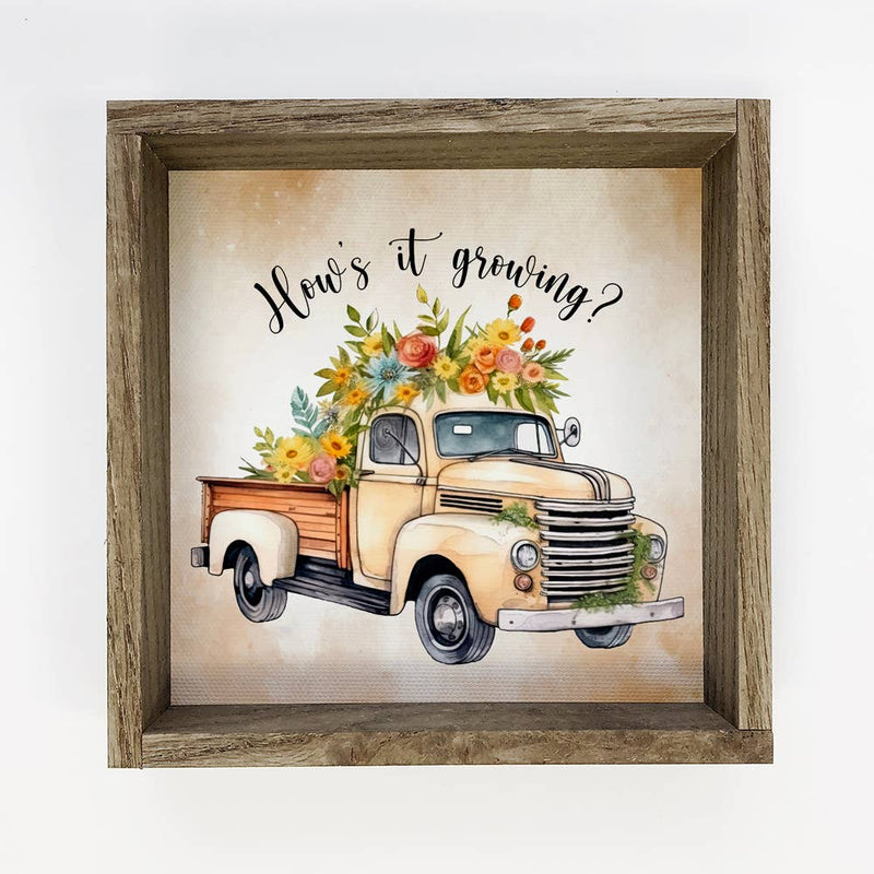 How's It Growing - Vintage Spring Time Truck Canvas Art