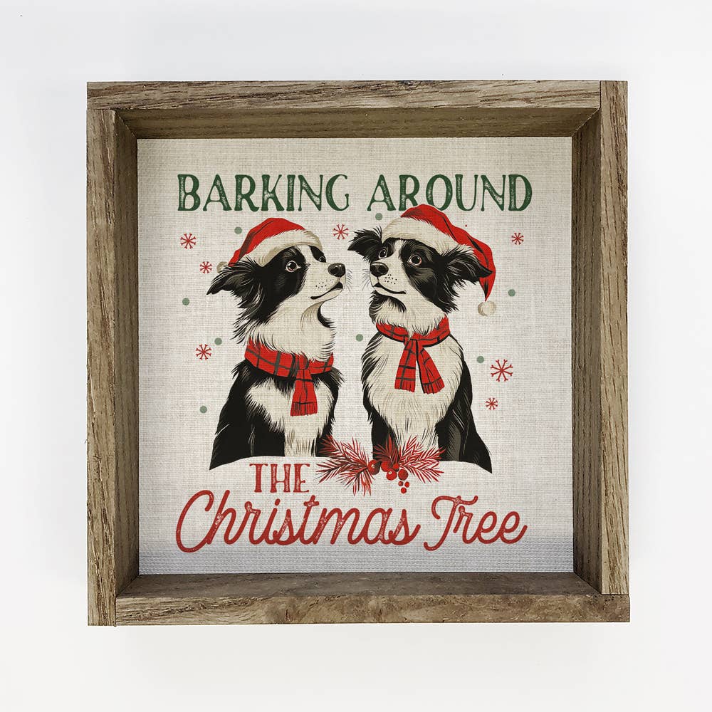 Barking Around the Christmas Trees Dogs - Christmas Dog Art