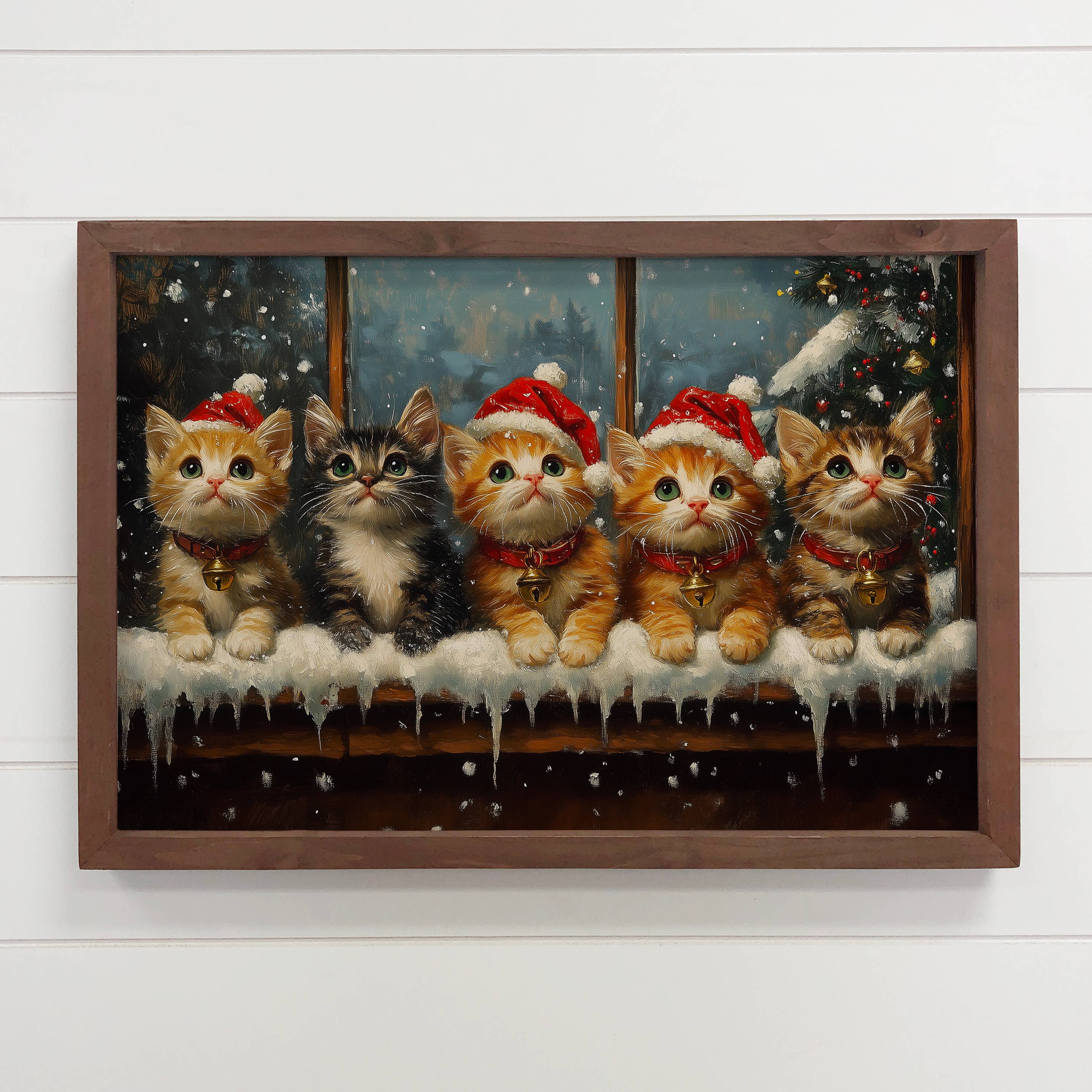 Kittens Waiting for Christmas - Holiday Kitten Canvas Art