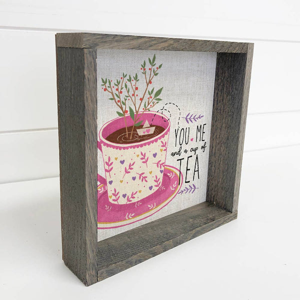 Folksy You Me and a Cup of Tea - Tea Cup Canvas Art - Framed