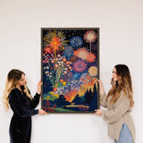 Fireworks Display - Firework Canvas Art - Wood Framed Decor