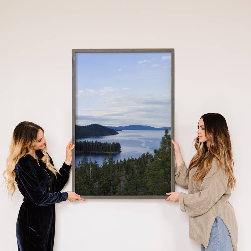Puget Sound - Framed Nature Canvas Art - Lake House Wall Art