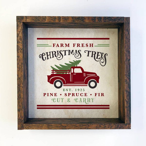 Farm Fresh Christmas Tree Truck Canvas and Wood Home Decor