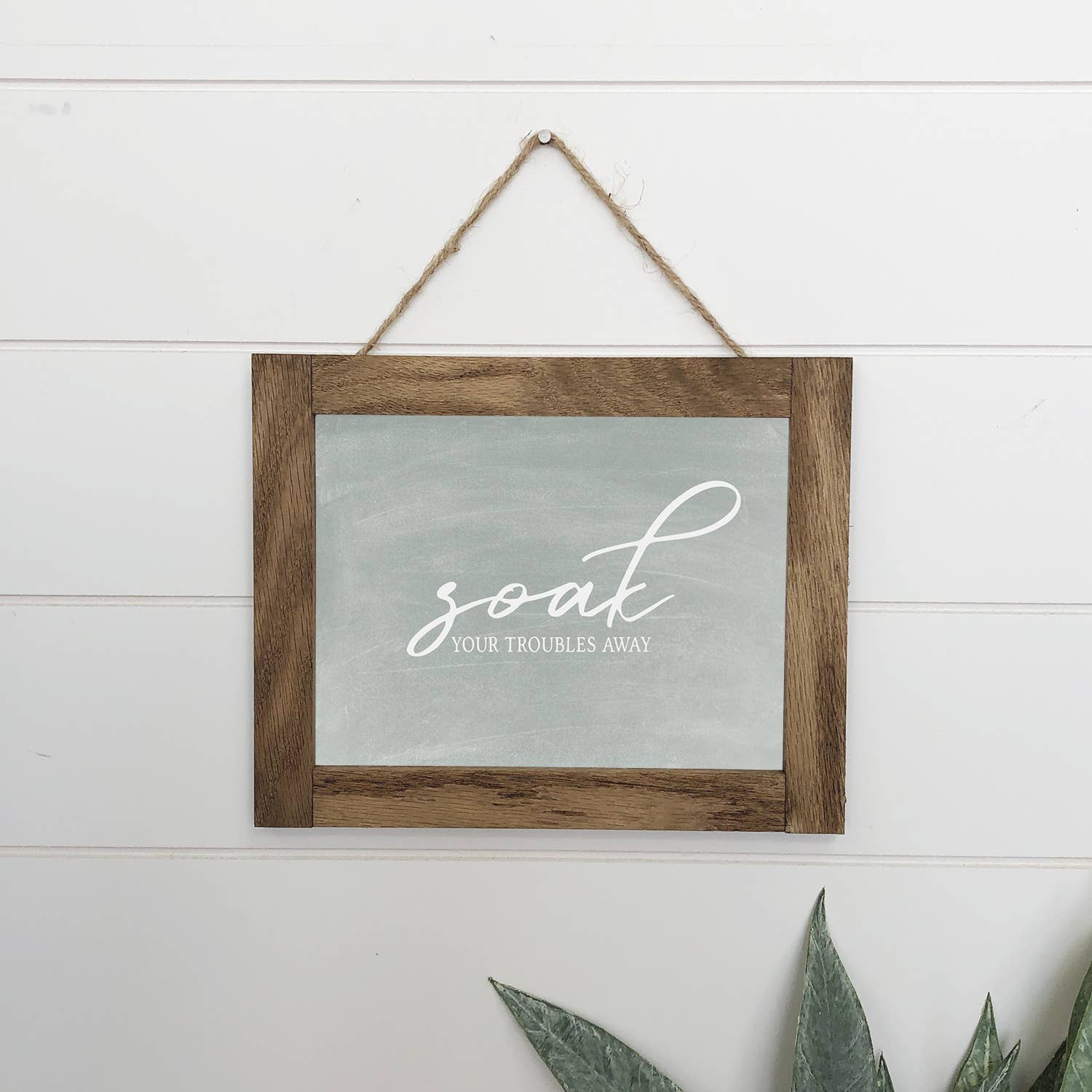 Bathroom Soak your Troubles Away Canvas Wood Sign