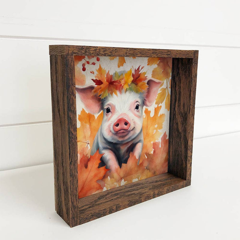 Fall Farm Animals Baby Pig - Cute Baby Animal Canvas Art