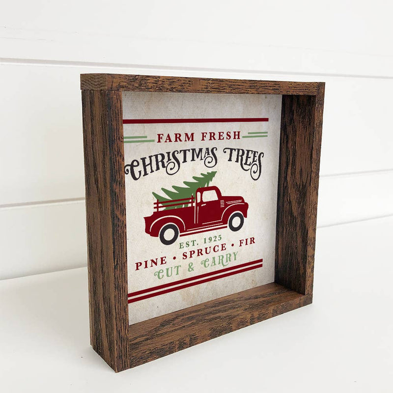 Farm Fresh Christmas Tree Truck Canvas and Wood Home Decor