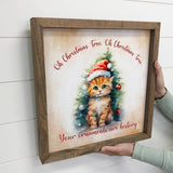 Oh Christmas Tree Cat - Funny Holiday Animal Canvas Wall Art