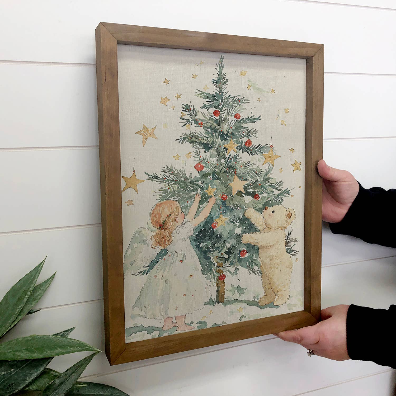Vintage Angel Teddy Bear Christmas Tree - Christmas Artwork