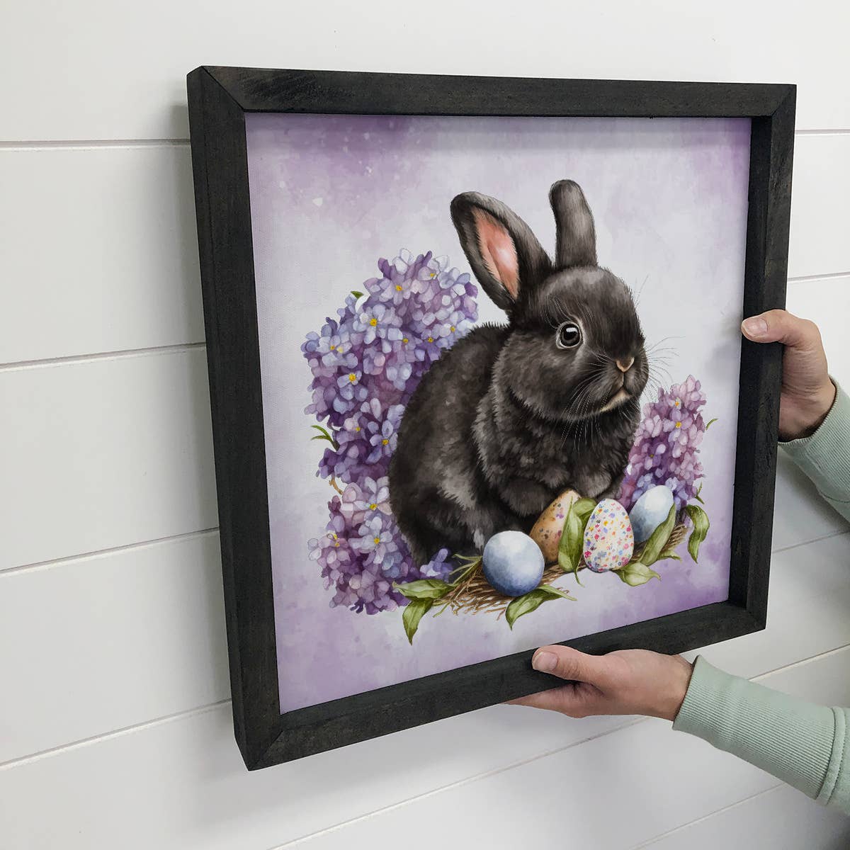 Black Easter Bunny Wall Art - Easter Canvas Wall Art