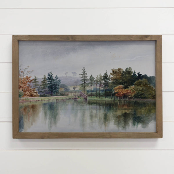 Wooded Pond - Framed Nature  Wall Art - Cabin Wall Decor