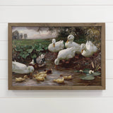 Ducklings Vintage Painting - Duck Canvas Art - Wood Framed