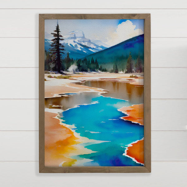 Yellowstone Hot Springs - Landscape Canvas Art - Wood Framed