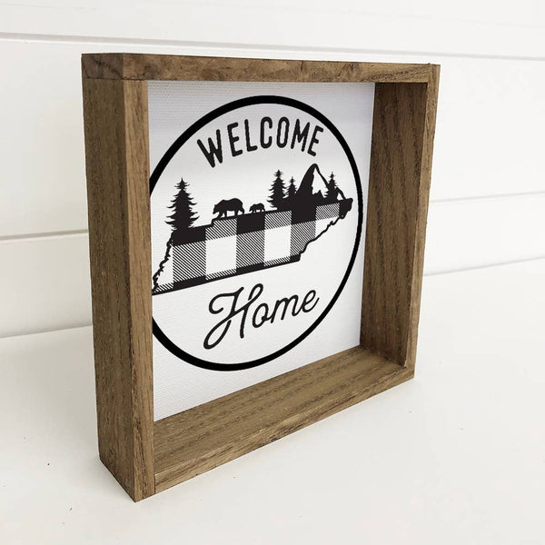 Welcome Home Tennessee Buffalo Plaid Small Canvas Sign