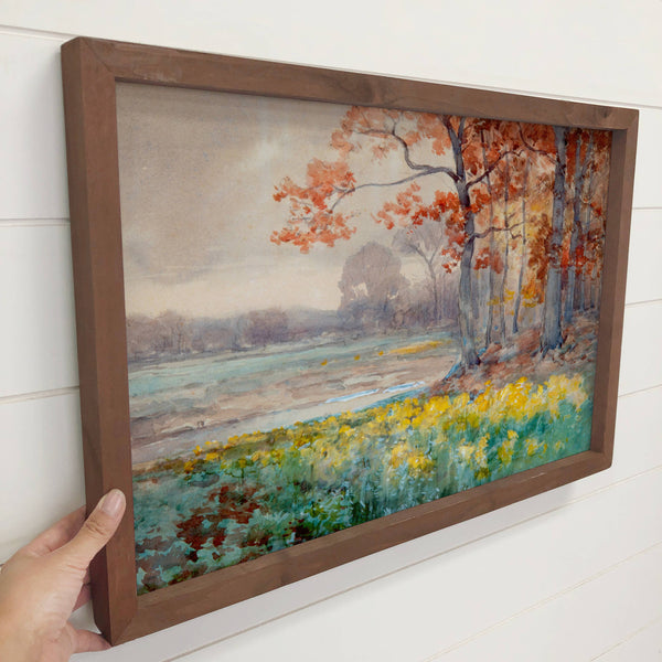 Fall Marigolds - Fall Floral Canvas Art - Wood Framed Decor