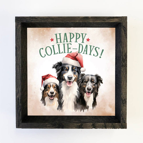 Happy Collie Days - Cute Holiday Animal Canvas Wall Art