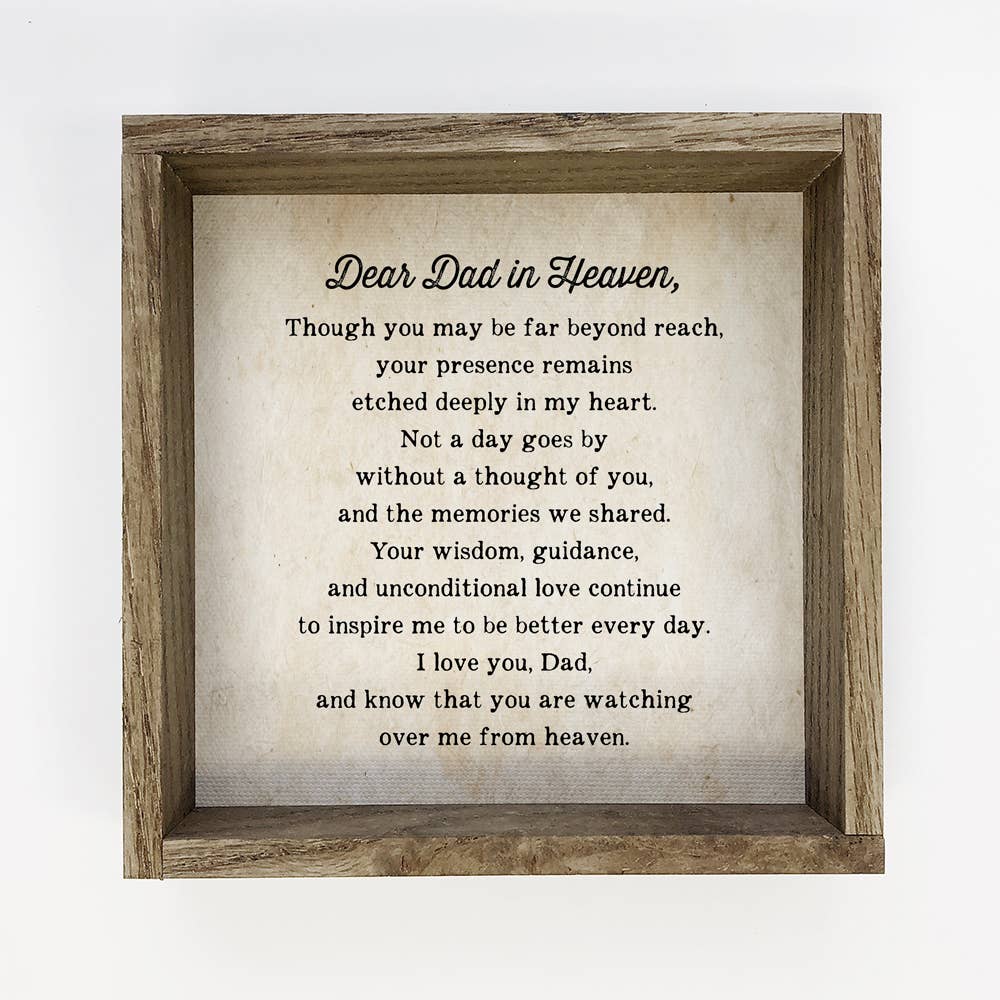 Dear Dad in Heaven - Father's Day Wood Sign - Gift Message