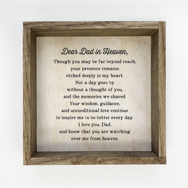 Dear Dad in Heaven - Father's Day Wood Sign - Gift Message