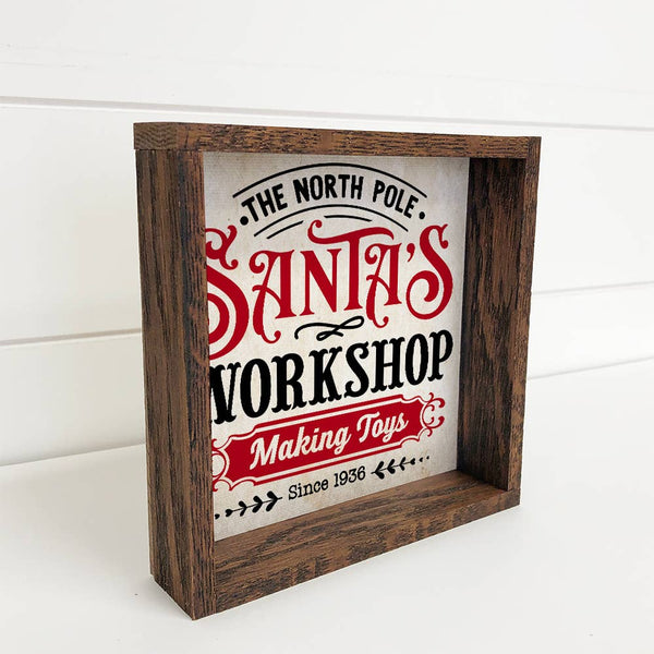 Santa's Workshop Red & Black - Cute Framed Holiday Word Sign