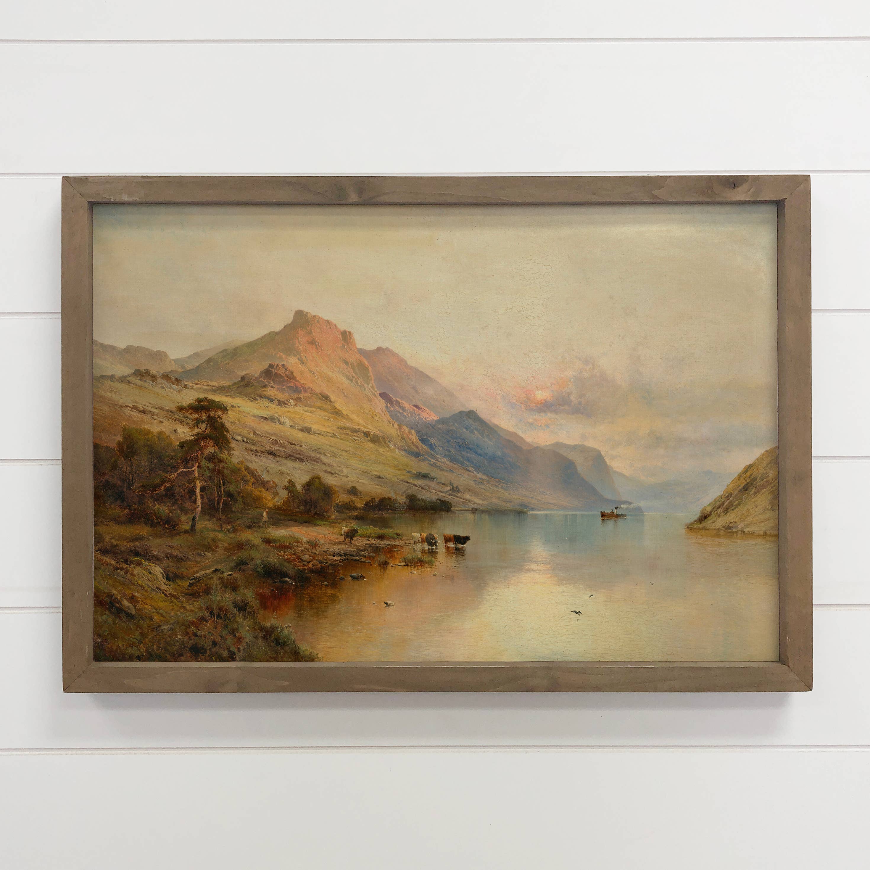 Boat in the Evening River - Nature Landscape Canvas Art