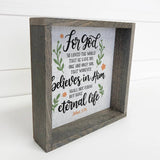 For God So Loved the World - Scripture Canvas Art - Framed